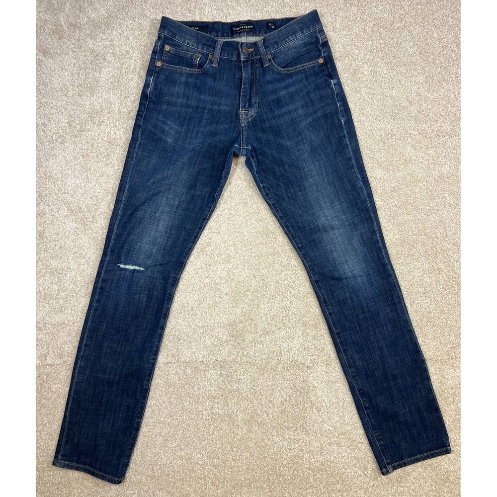 Lucky Brand Mens 29x32 121 Slim Dark Wash Distressed Denim Jeans